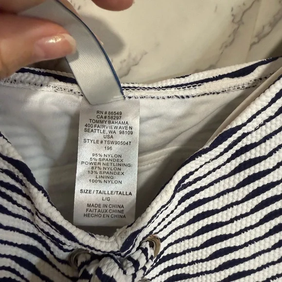 NEW Tommy Bahama Women's Island Cays Stripe Tankini Top Swimwear Size L - Picture 5 of 11